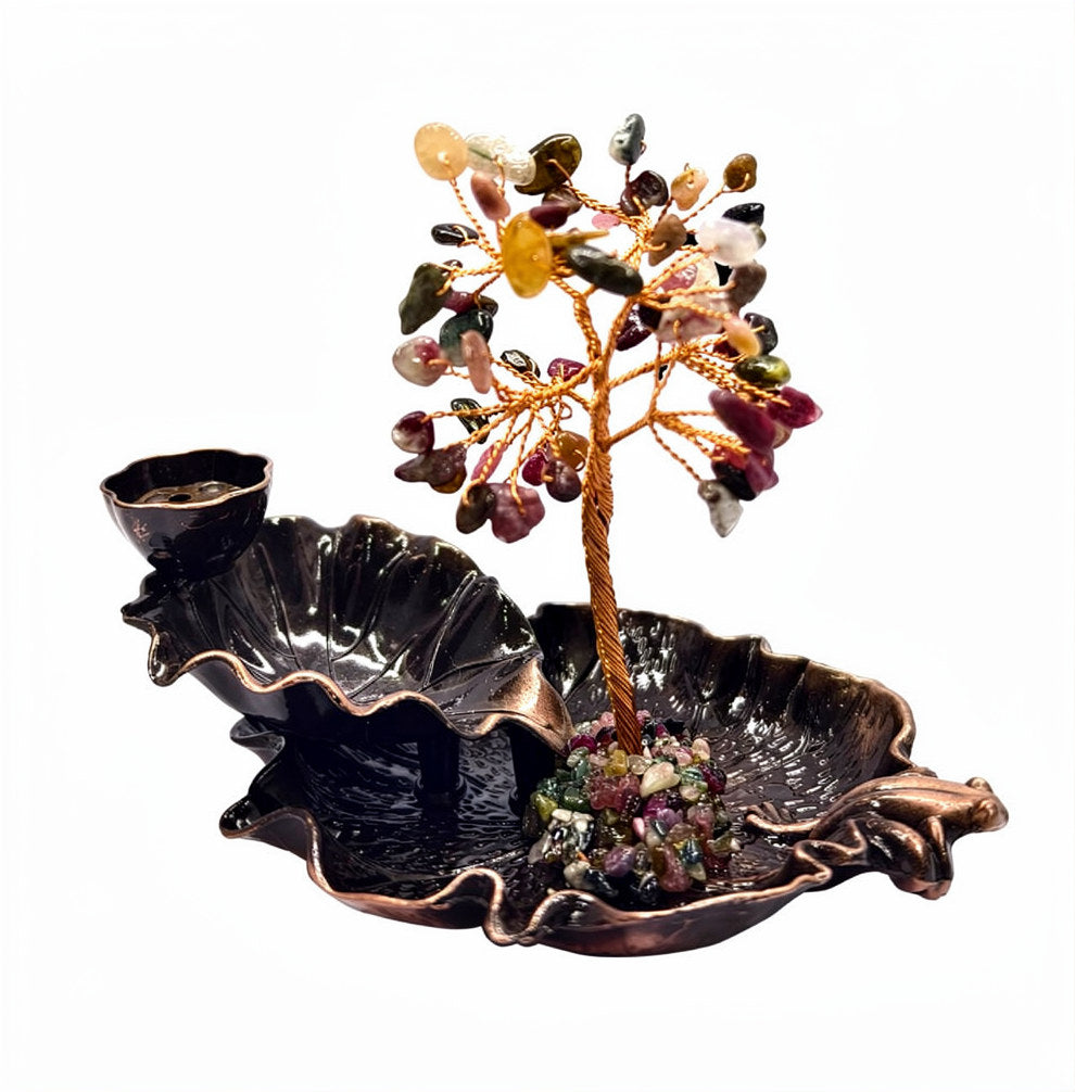 CONE BURNER - BACKFLOW GEM TREE METAL LOTUS TOURMALINE, MIXED - 4.5-4.75 inch