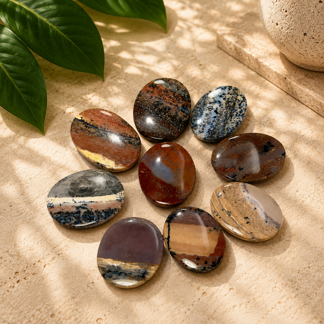 Dendritic Agate Worry Stone - 1.5 inch