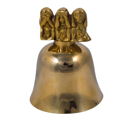 Brass Gold Three Monkeys Bell - 3.0 inch