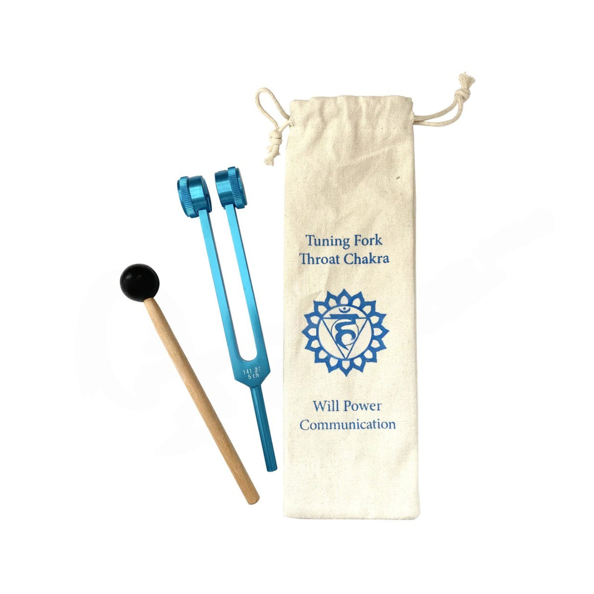 Light Blue Throat Chakra Tuning Fork with Stick & Bag - 8.25 inch