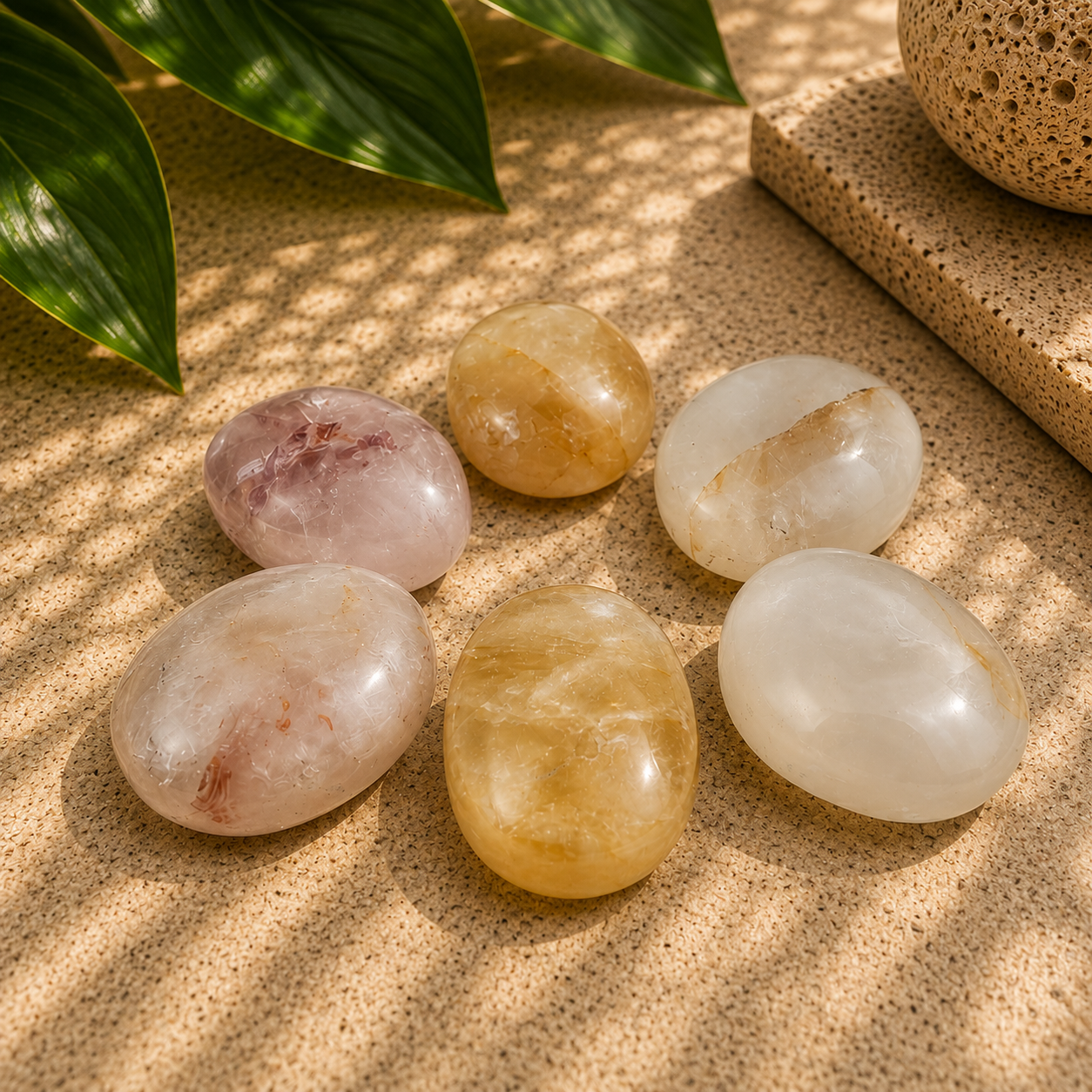 Golden Healer Quartz Palm Stone - 1.5-2.0 inch