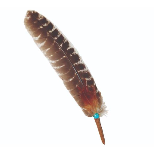Turkey Smudge Feather with Turquoise Bead - 10-12 inch