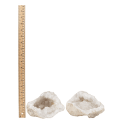 White Cracked Calcite Geode Pair - 7.25-8 inch
