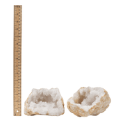 White Cracked Calcite Geode Pair - 7.25-8 inch