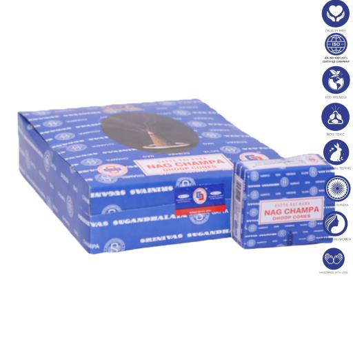 Satya Nag Champa Dhoop Cones (12 Cones)