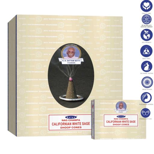 Satya Californian White Sage Dhoop Cones (12 Cones)