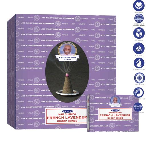 Satya French Lavender Dhoop Cones (12 Cones)