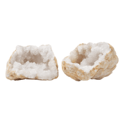 White Cracked Calcite Geode Pair - 7.25-8 inch