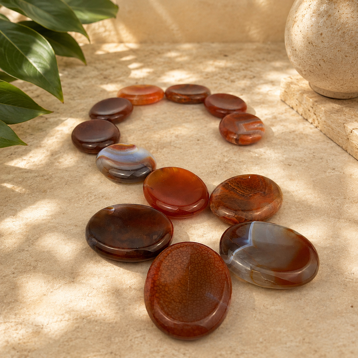 Fire Agate Worry Stone - 2 inch