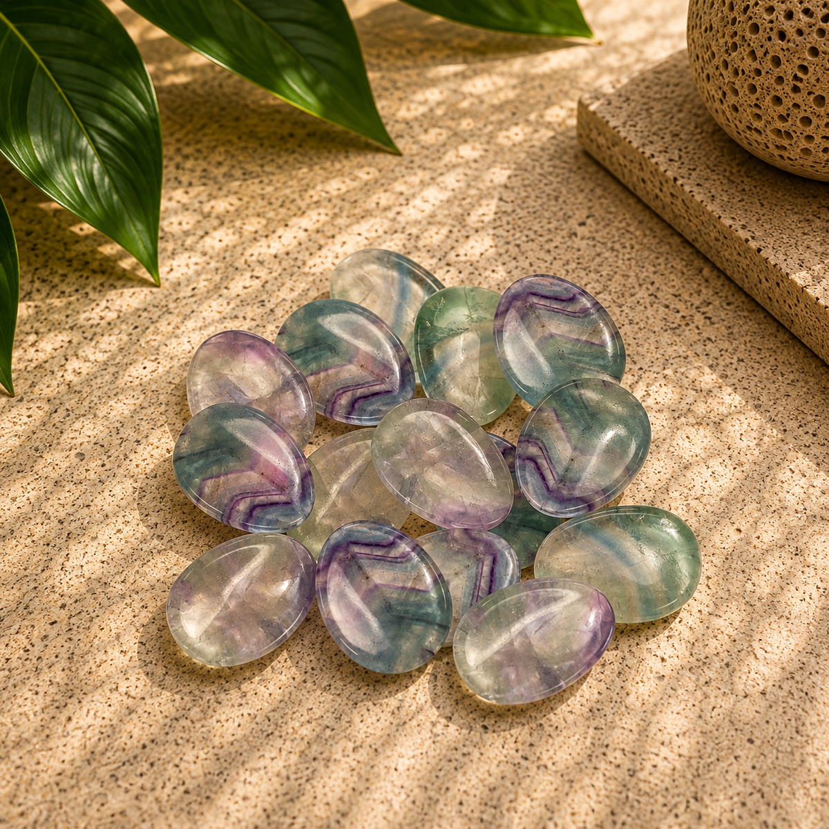 Fluorite Worry Stone - 1.5 inch