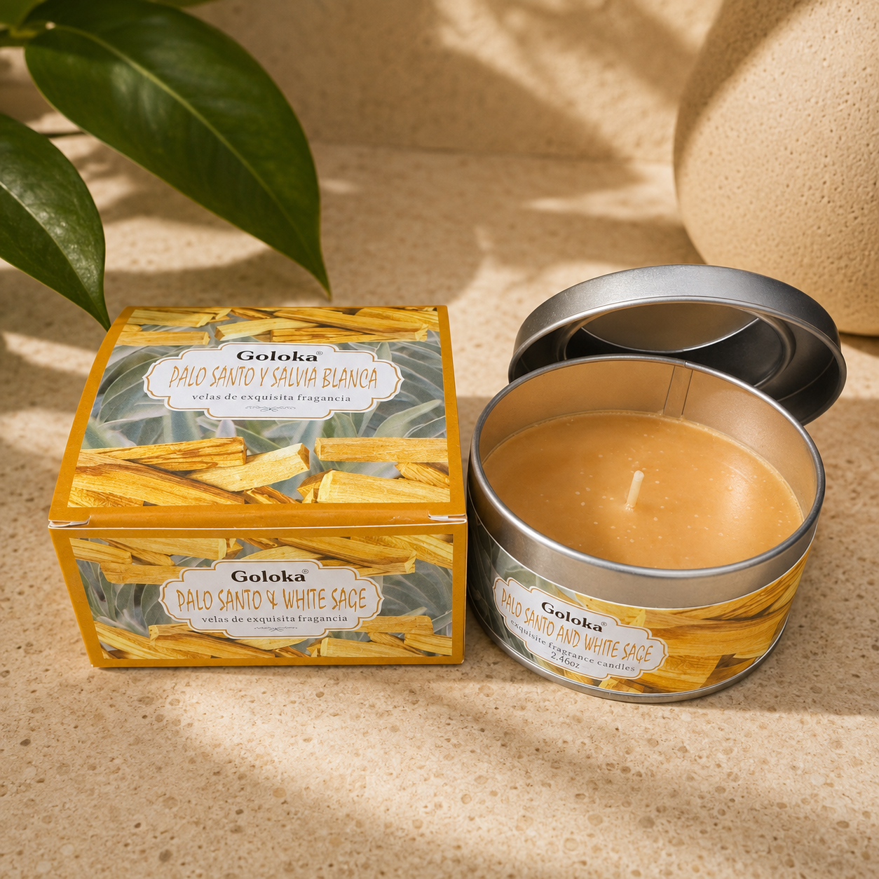 Goloka Palo Santo and White Sage Travel Tin Candle