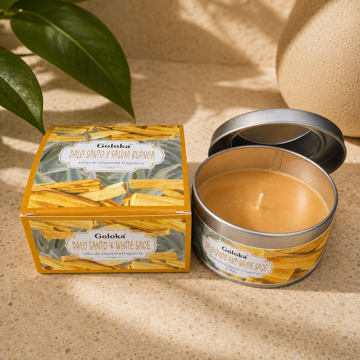 Goloka Palo Santo and White Sage Travel Tin Candle