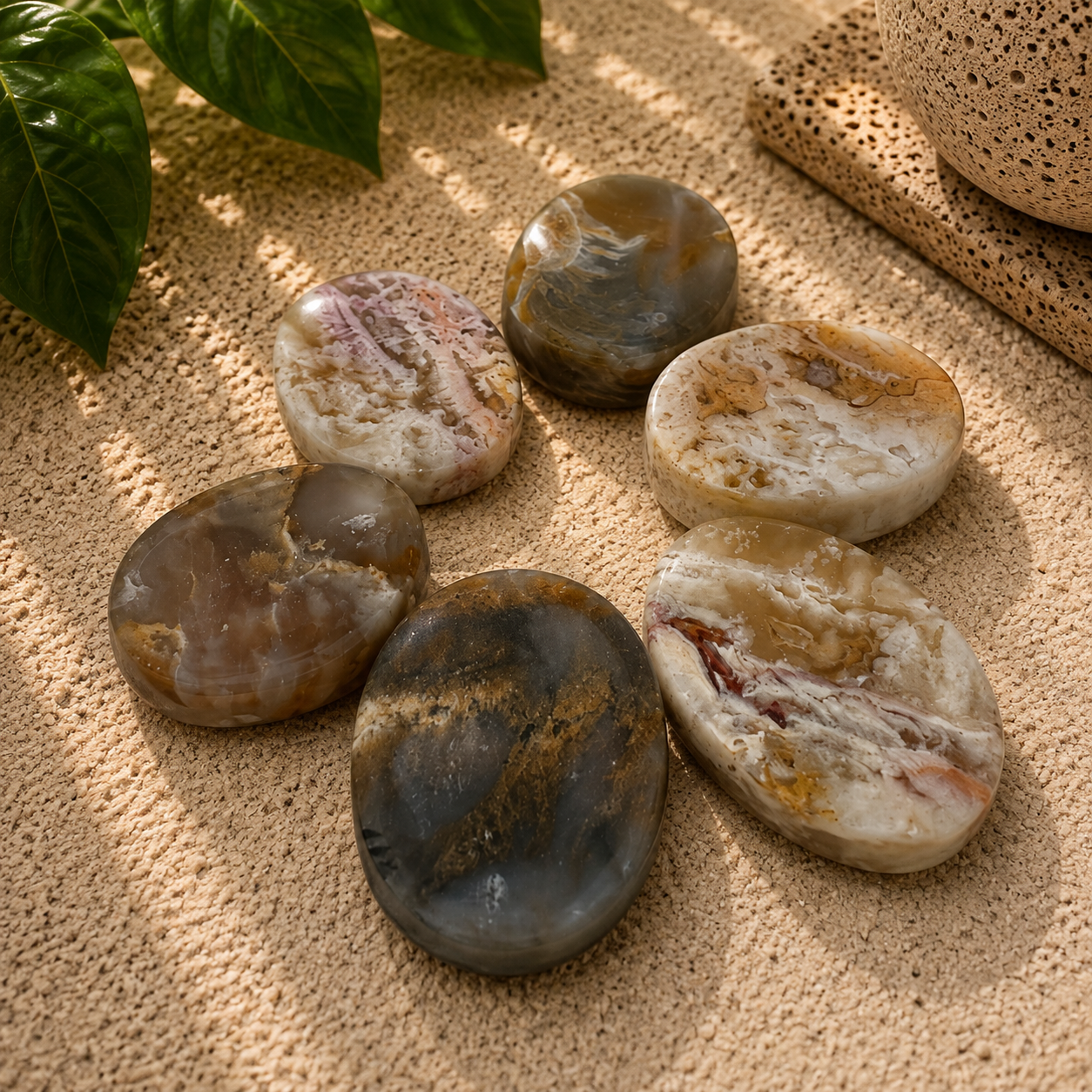 Dendritic Opal Worry Stone - 1.25-1.5 inch