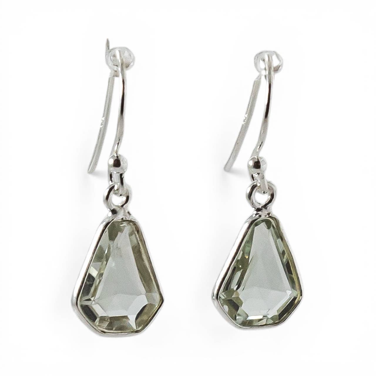Green Amethyst Dangling Sterling Silver Earrings