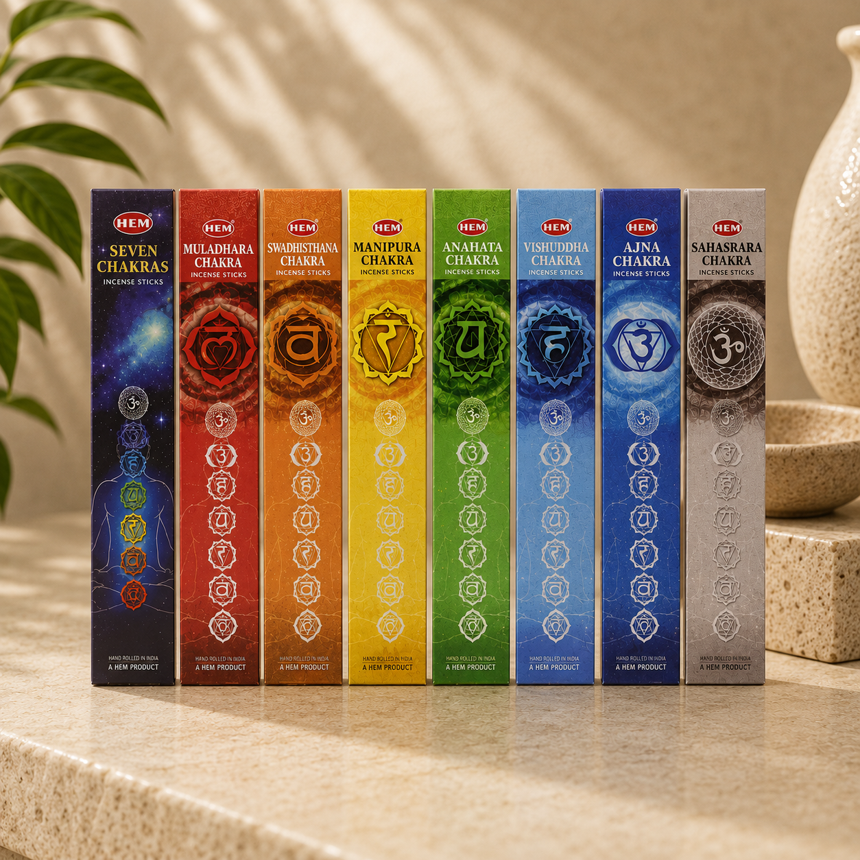 HEM Seven Chakras Incense Sticks (8 Boxes)