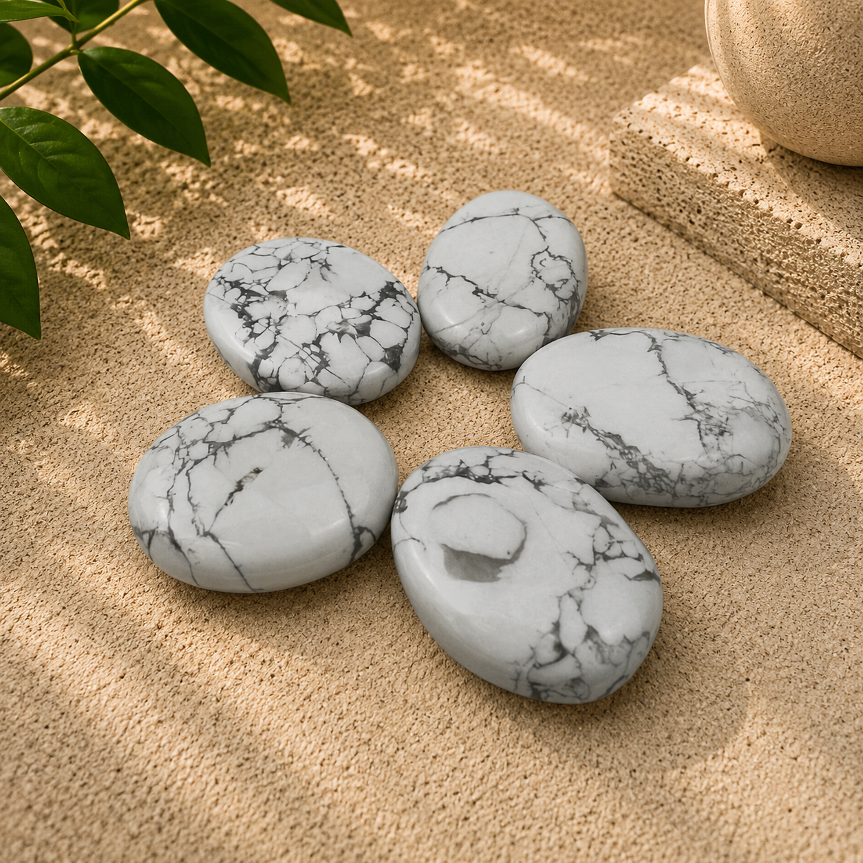 White Howlite Worry Stone - 1.5-1.75 inch