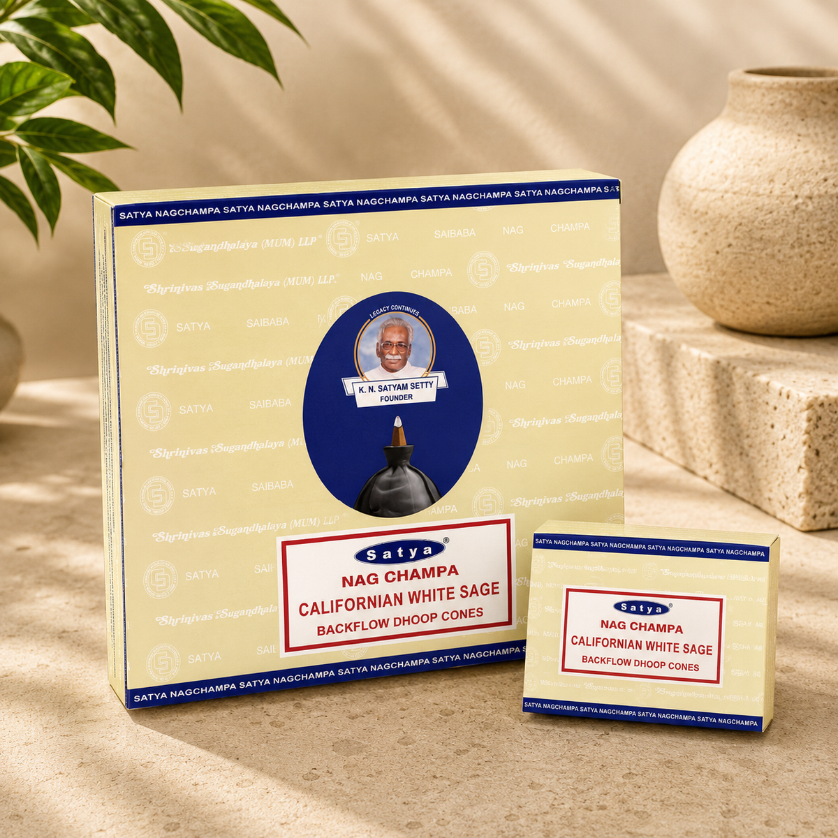 Satya Nag Champa Californian White Sage Dhoop Backflow Cones (10 Cones)