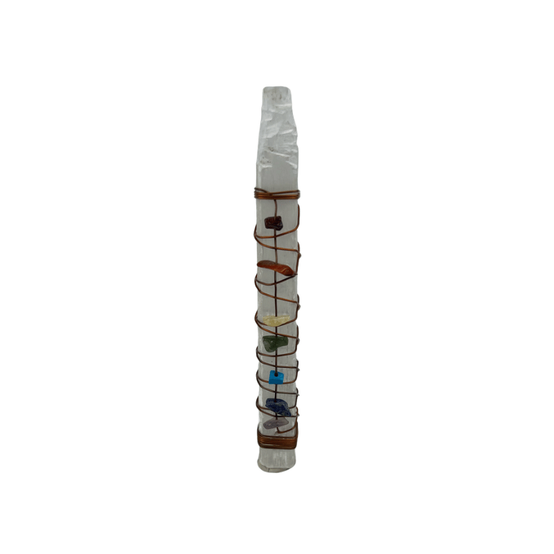 Selenite Chakra Wand with Copper Wire - 6 inch