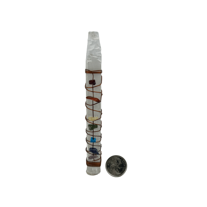 Selenite Chakra Wand with Copper Wire - 6 inch