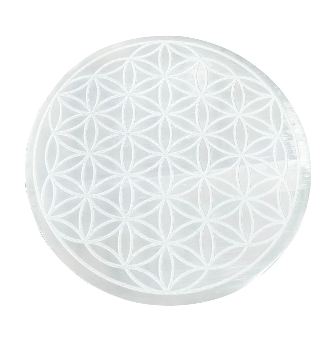 Selenite Flower of Life Crystal Grid - 5.5-6 inch