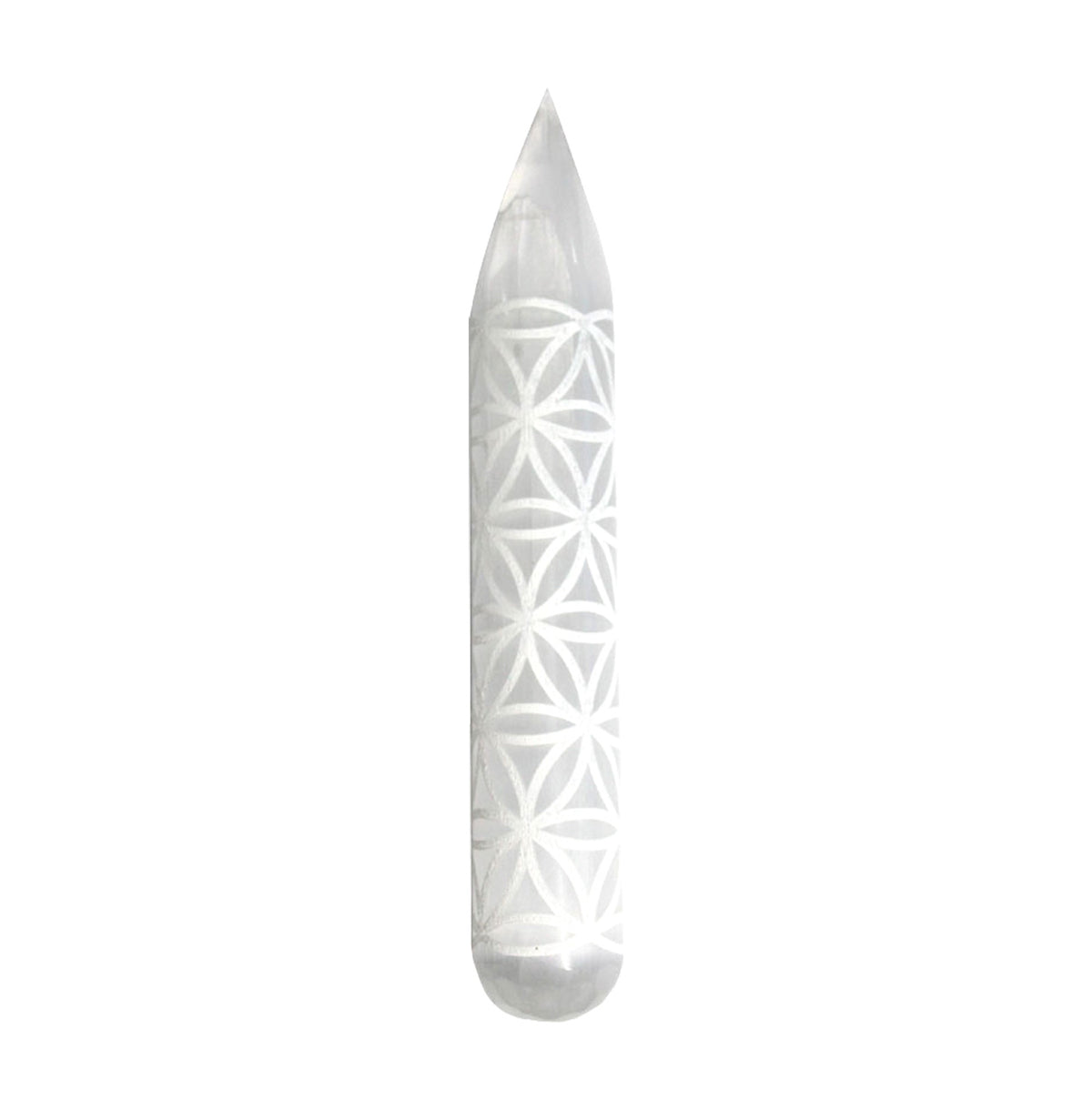 Selenite Flower of Life Massage Wand - 5.5-6.25 inch