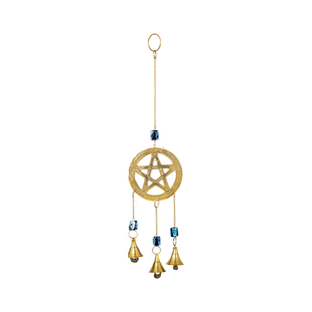 Triple Pentacle Evil Eye Hanging Bells - 12 inch