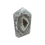 White Agate Top Polished Point with Druse - 4.25 inch
