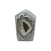 White Agate Top Polished Point with Druse - 4.25 inch