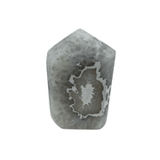 White Agate Top Polished Point with Druse - 4.25 inch