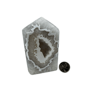 White Agate Top Polished Point with Druse - 4.25 inch