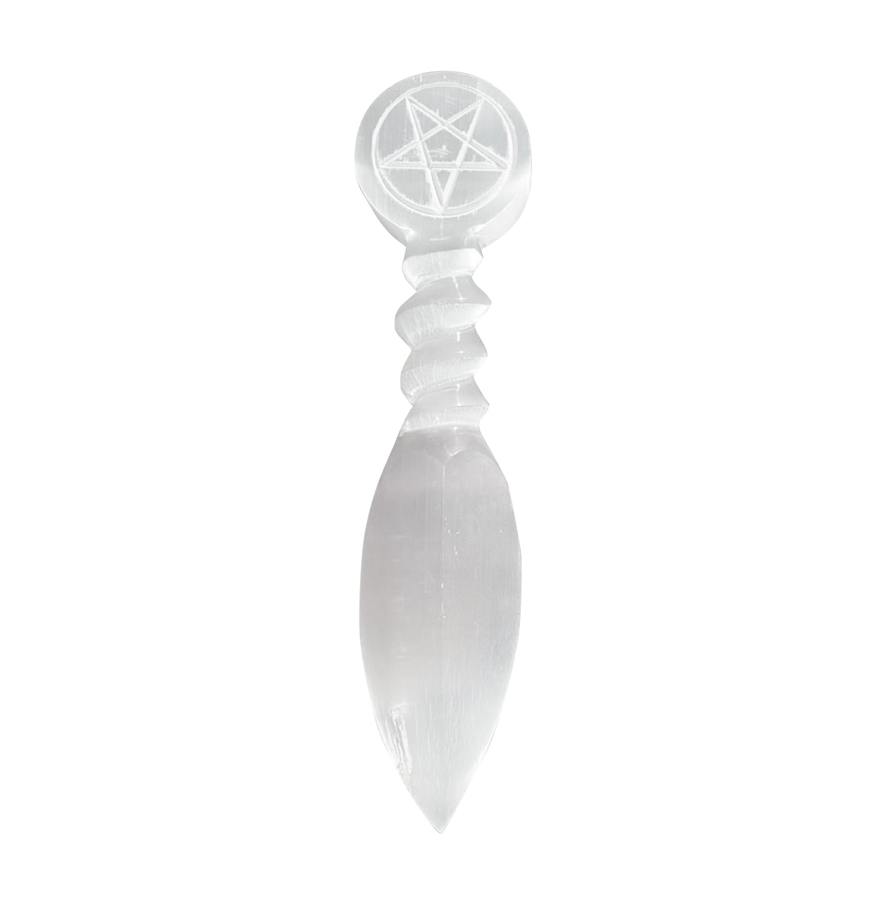 Selenite Engraved Pentacle Athame - 9.5 Inch
