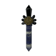 Black Obsidian with Lapis Lazuli Point Wand - 7.75 inch