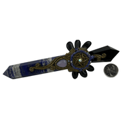 Black Obsidian with Lapis Lazuli Point Wand - 7.75 inch