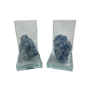 Blue Calcite Rough Bookends - 5.5 inch