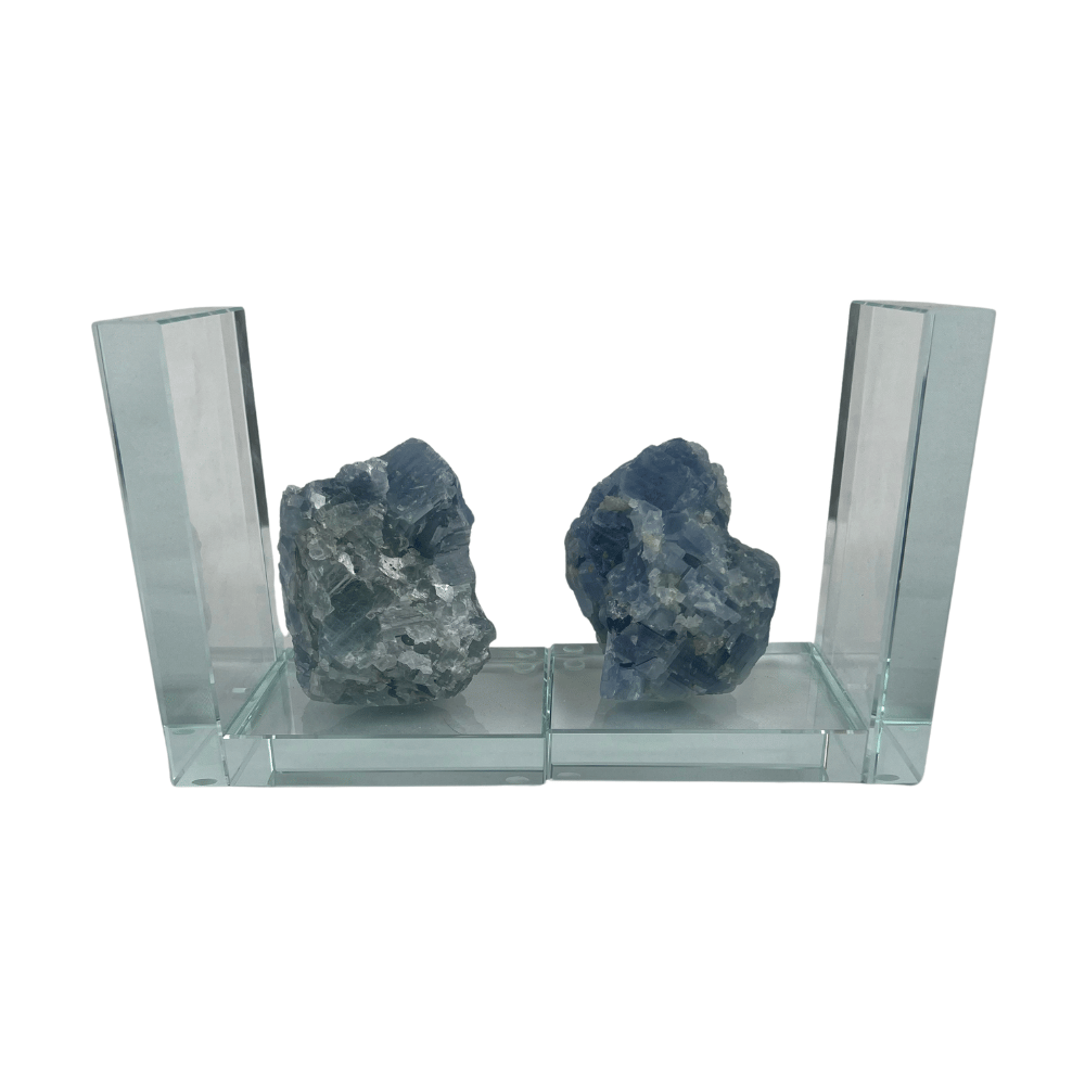 Blue Calcite Rough Bookends - 5.5 inch