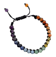 Lava Stone & Chakra 6mm Double Row Bead Bracelet - 6.75-10.25 inch