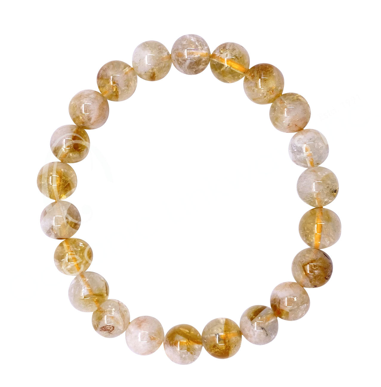 Citrine with Clear Quartz 8 mm Bead Bracelet - 7.15-7.25 inch
