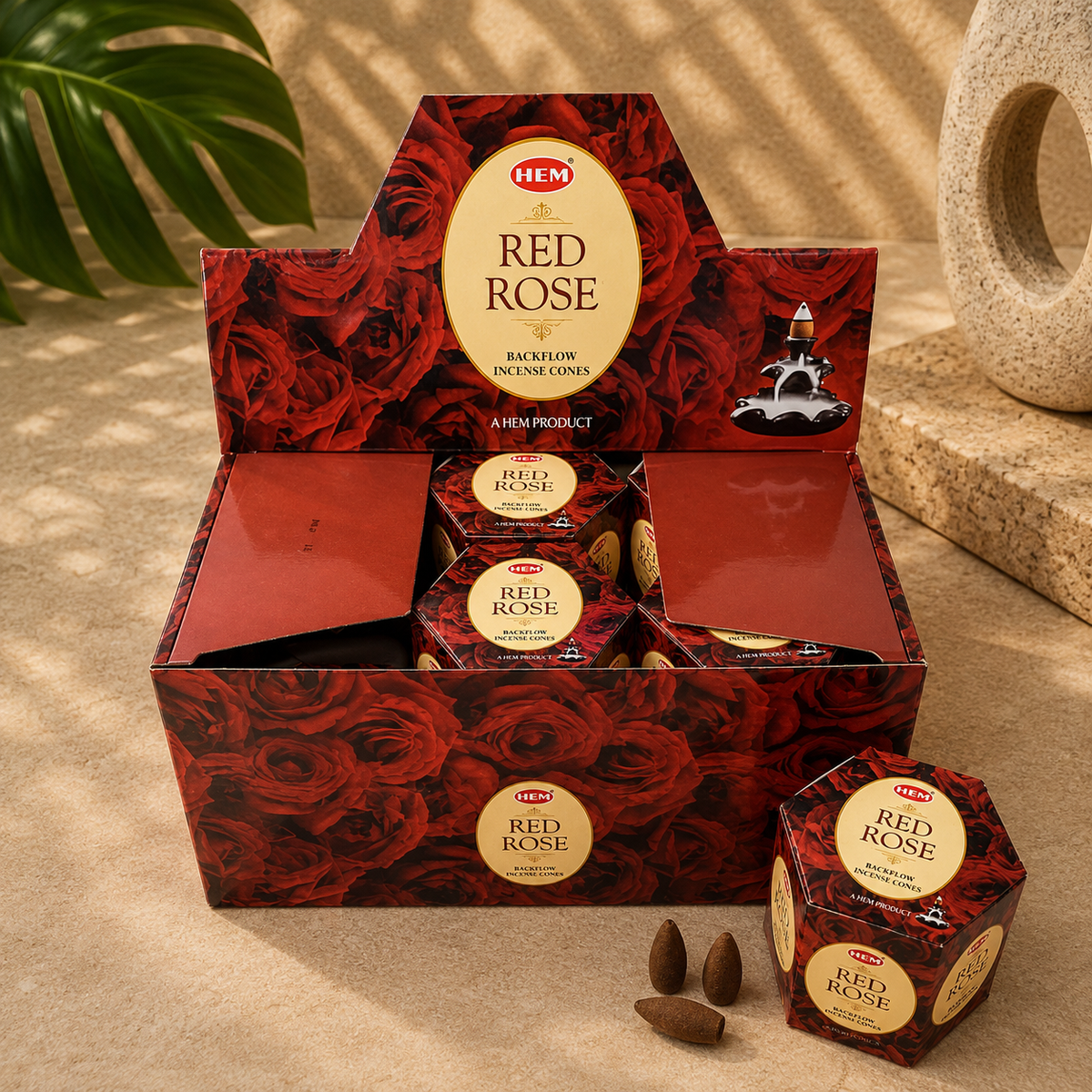 HEM Red Rose Backflow Cones (40 Cones)