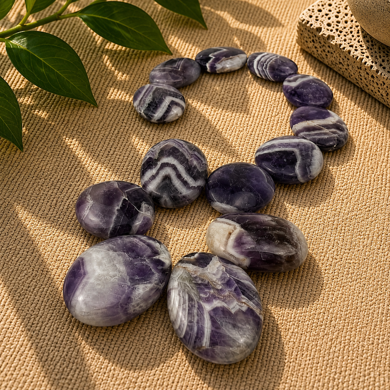 Chevron Amethyst Worry Stone - 1.5 inch