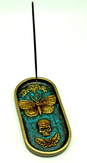 Death Moth Hand-Painted Incense Burner - 6.75 inch