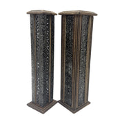 # Carved Wood Tower Stick and Cone Burner - 11.7 inch