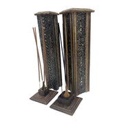 # Carved Wood Tower Stick and Cone Burner - 11.7 inch