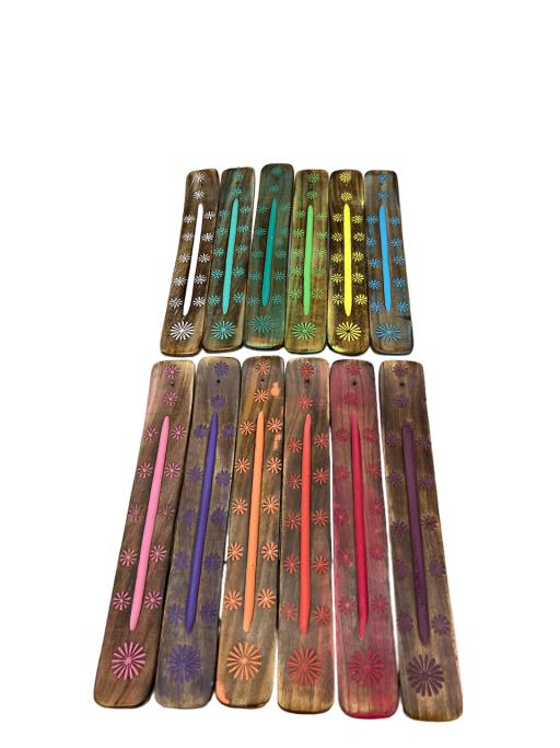 Carved Wood Incense Ash Catcher Set