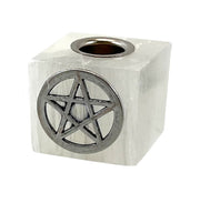 Selenite Pentacle Mini Candle Holder - 1.5 inch