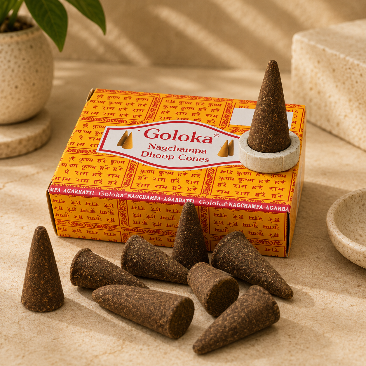 Goloka Nag Champa Dhoop Cones (10 Cones)
