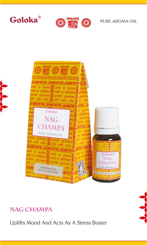 Goloka Nag Champa Pure Aroma Oil (10 ml)