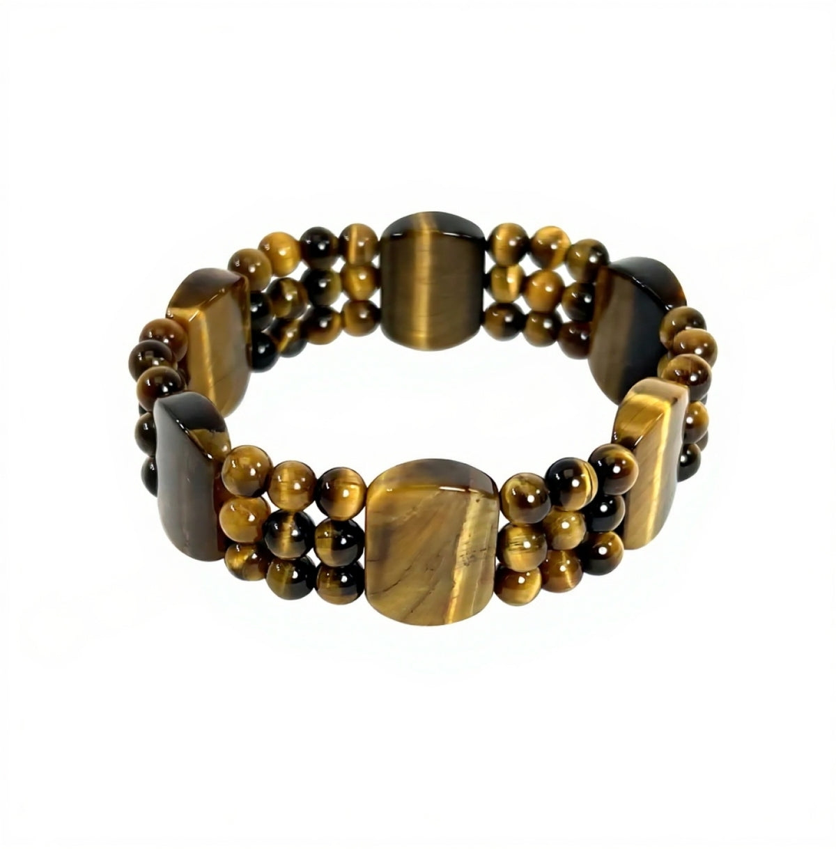 Tiger Eye 6mm Triple Row Bead Bracelet - 8 inch