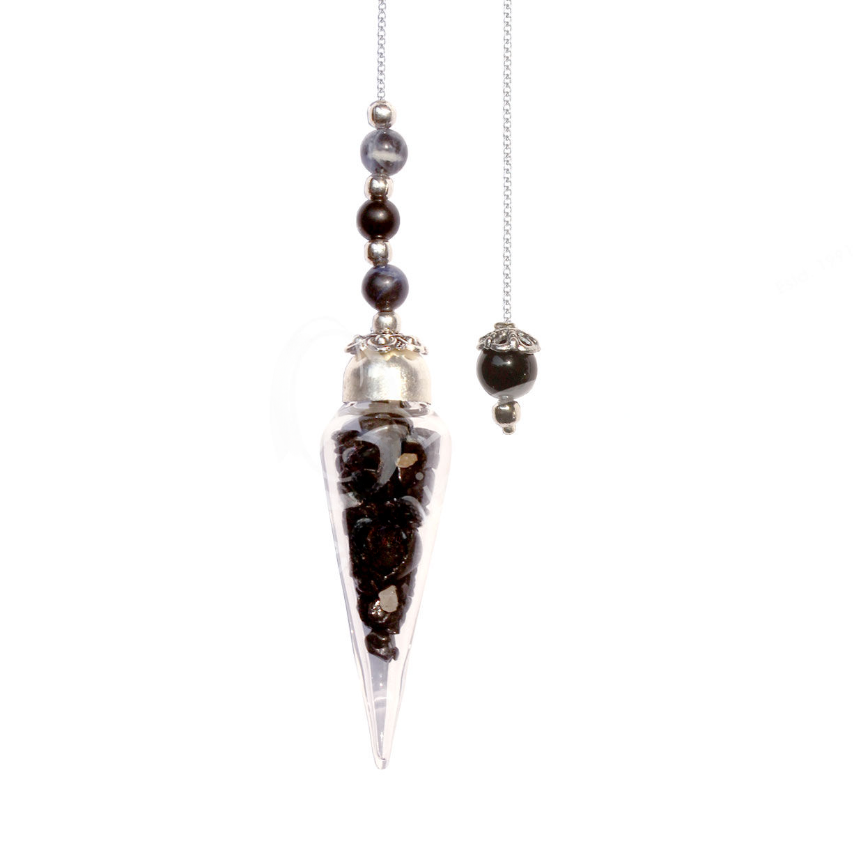 Black Tourmaline and Sodalite Beaded Pendulum - 11 inch