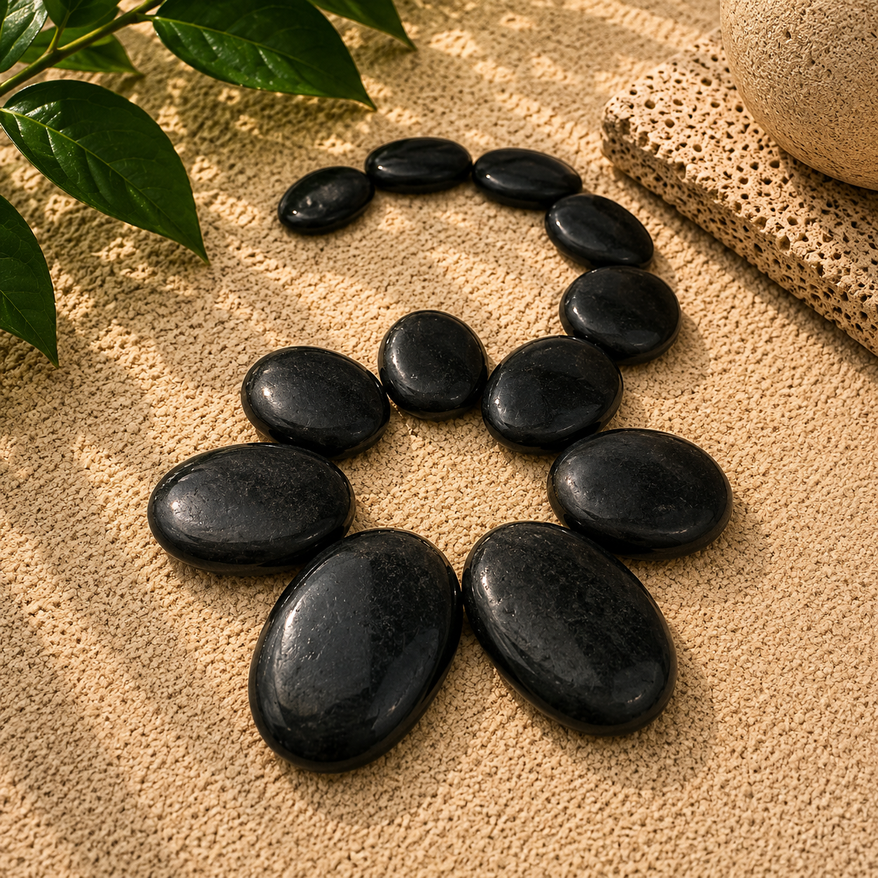 Black Tourmaline Worry Stone - 1.5 inch