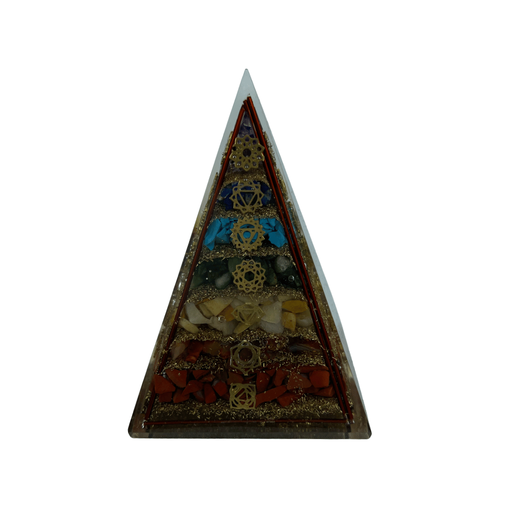 Chakra Orgone Pyramid with Copper Rods - 3.5 inch